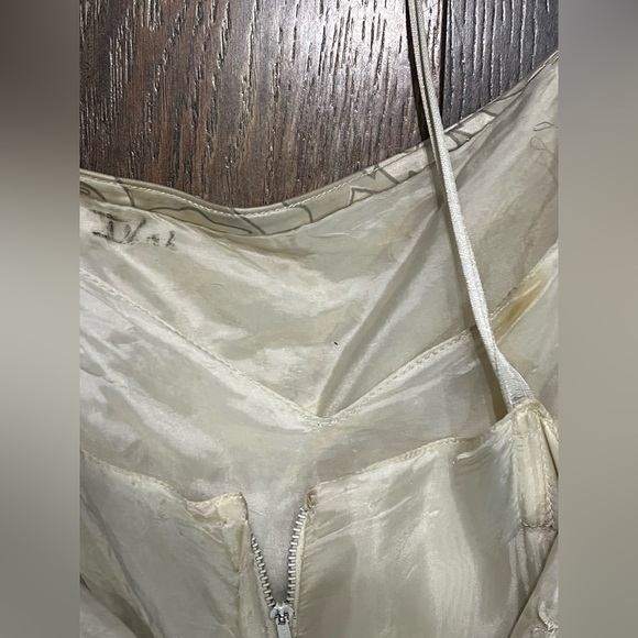 Vintage 1970s HEFTCO Beaded Wedding Gown, Matching Corset Vest Rhinestone Detail - Picture 16 of 17